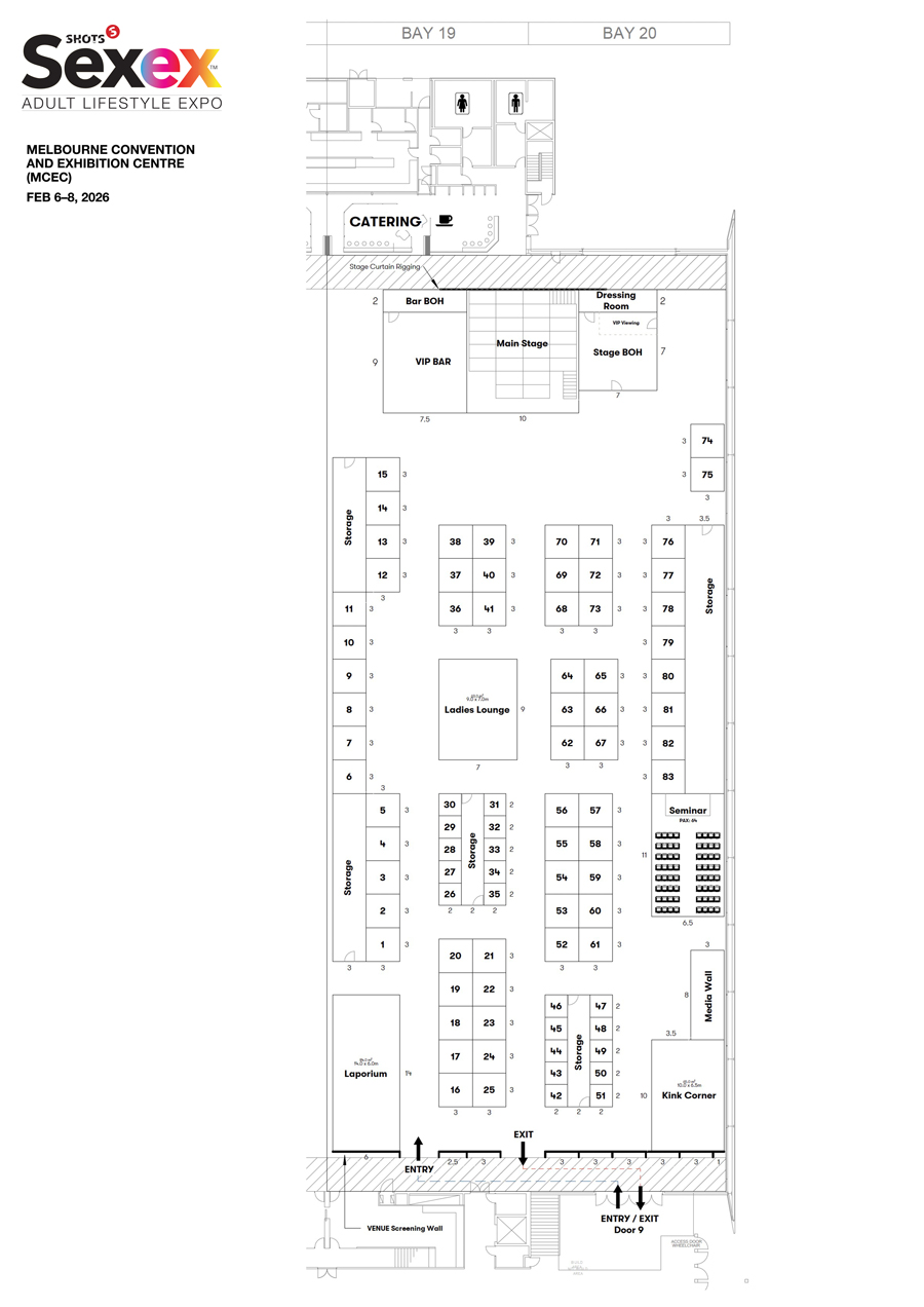 Melbourne Shots America SexEx 2026 - Floorplan