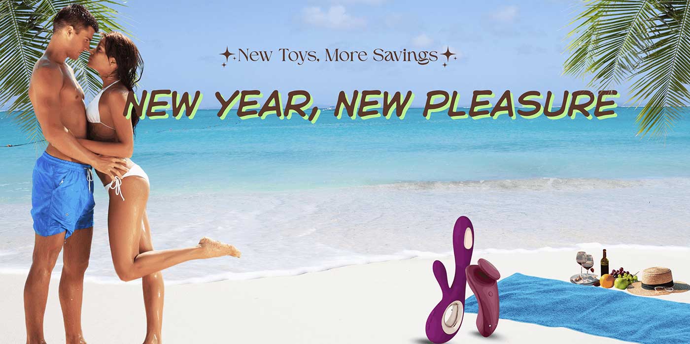 Sexy couple on the beach with Club X toys